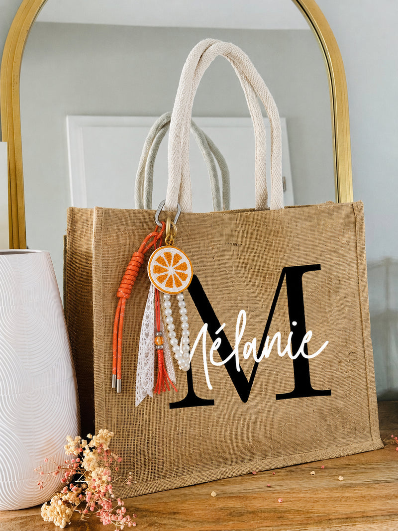 Sac cabas de plage en jute à personnaliser